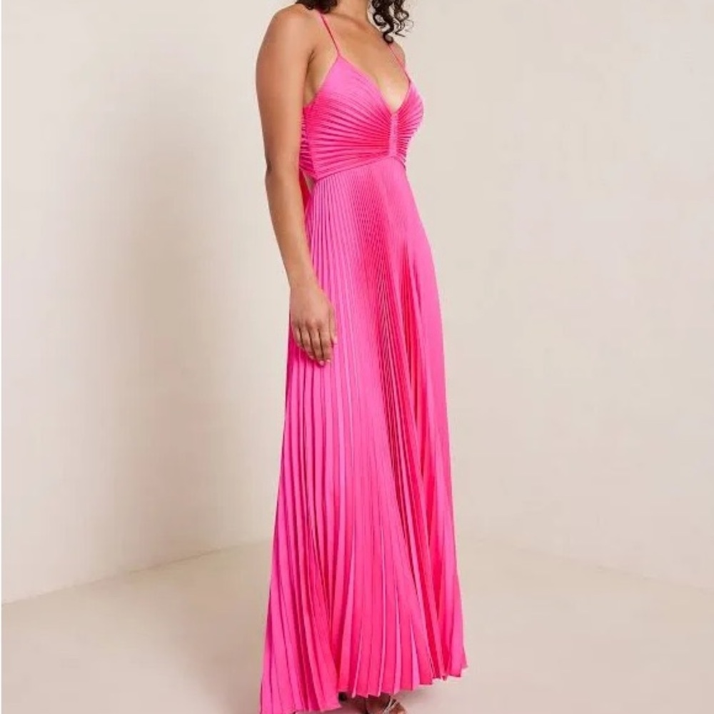 A.L.C. Aries pleated Open Back Dress Hot Pink